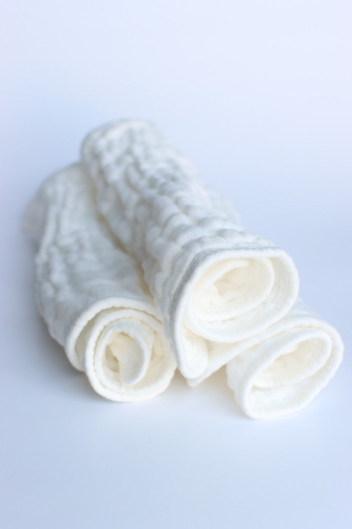 Muslin Burp Cloths - White - 3 Pieces