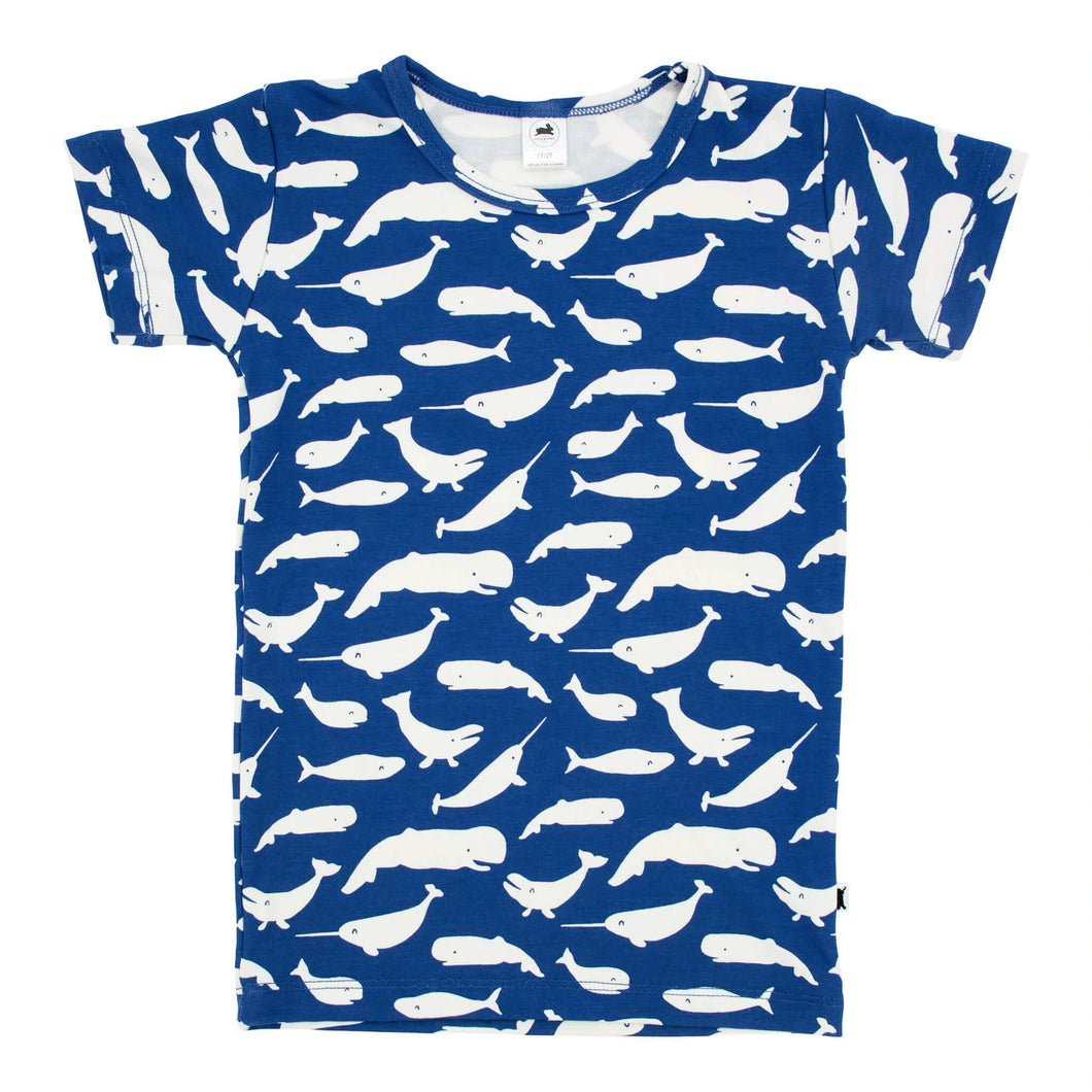 Whales - Baby/Kid's/Youth Bamboo/Cotton All-Over Print Slim-Fit T-Shirt