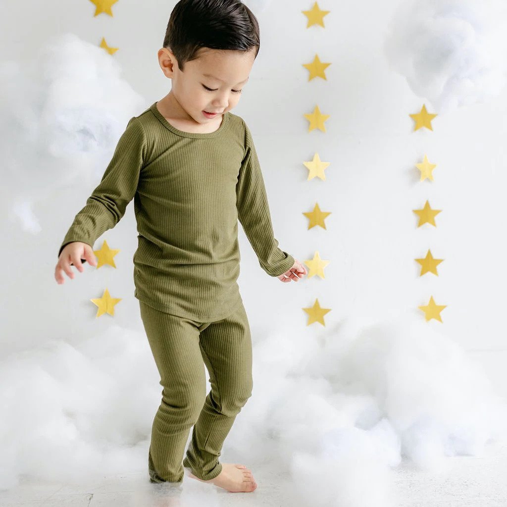 Olive - Kid's/Youth Rib-Knit Pajama Set